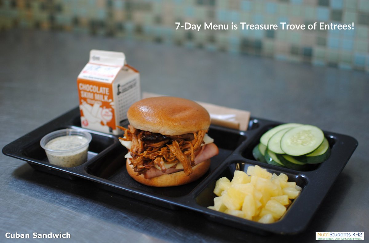 MenuFreedom's tweet photo. Pssssst! We have a secret for those of you running 4-day and 5-day programs…You can find new entrees to sub into your menus weeks on our 7-day menus! Like this Cuban Sandwich. #menufreedom #schoollunchprogram Learn more:
https://t.co/PaPXX931xU https://t.co/xGNMk3qlNi