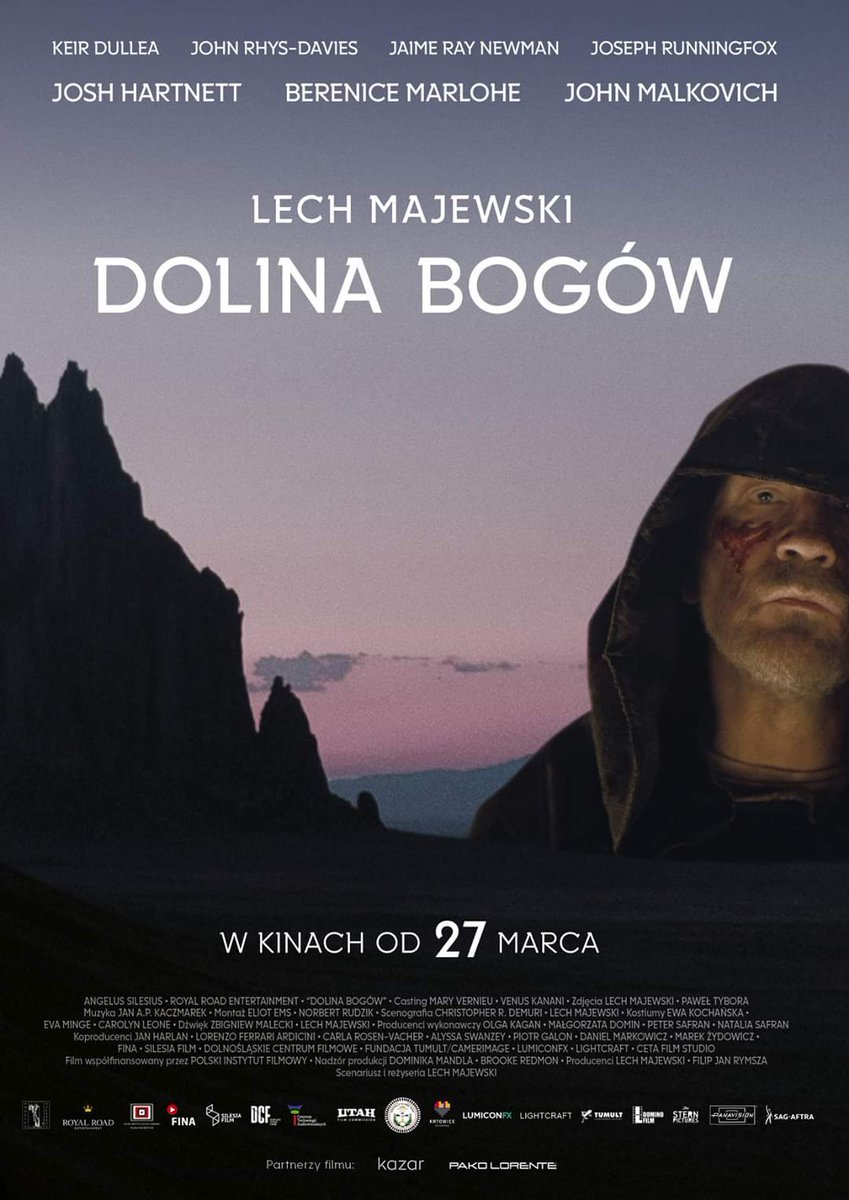 Zobaczcie oficjalny plakat najnowszego filmu Lecha Majewskiego - DOLINA BOGÓW. W rolach głównych: John Malkovich, Josh Hartnett, Berenice Marlohe, Keir Dullea i John Rhys-Davies. Muzyka <a href="/JanAPKaczmarek/">Jan A.P. Kaczmarek</a>. W kinach od 27.03. Dystrybucja Galapagos Films.