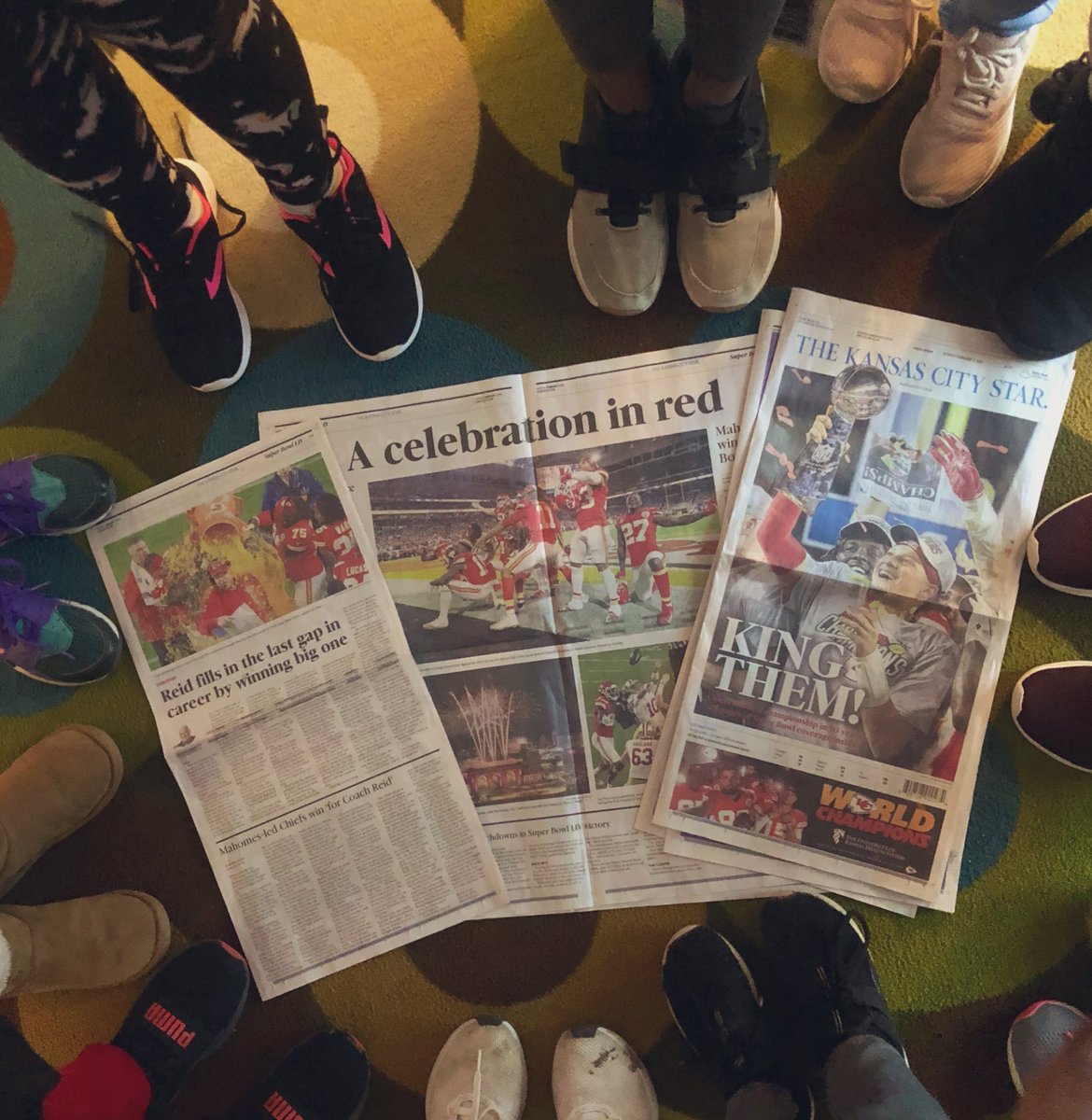 #TeamBroughton did a @kcstar read loud this AM. We had a newsworthy conversation about the CHIEFS, Kansas City and how a newspaper gets made! 🏈❤️💛 #TeamRandall #ISDStrong #KansasCityChiefs #LetsGoChiefs #SuperBowlLIV