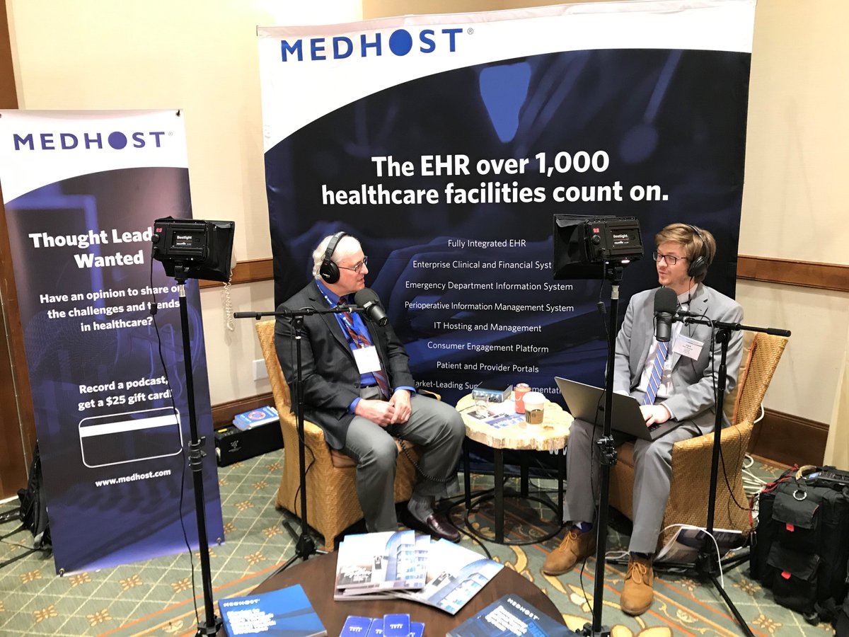 .<a href="/TerryWilk_CG/">Terry J. Wilk, MBA, FCHIME</a> recording a podcast with <a href="/MEDHOSTinc/">MEDHOST</a> at the @ahahealthforum. #ruralhealth