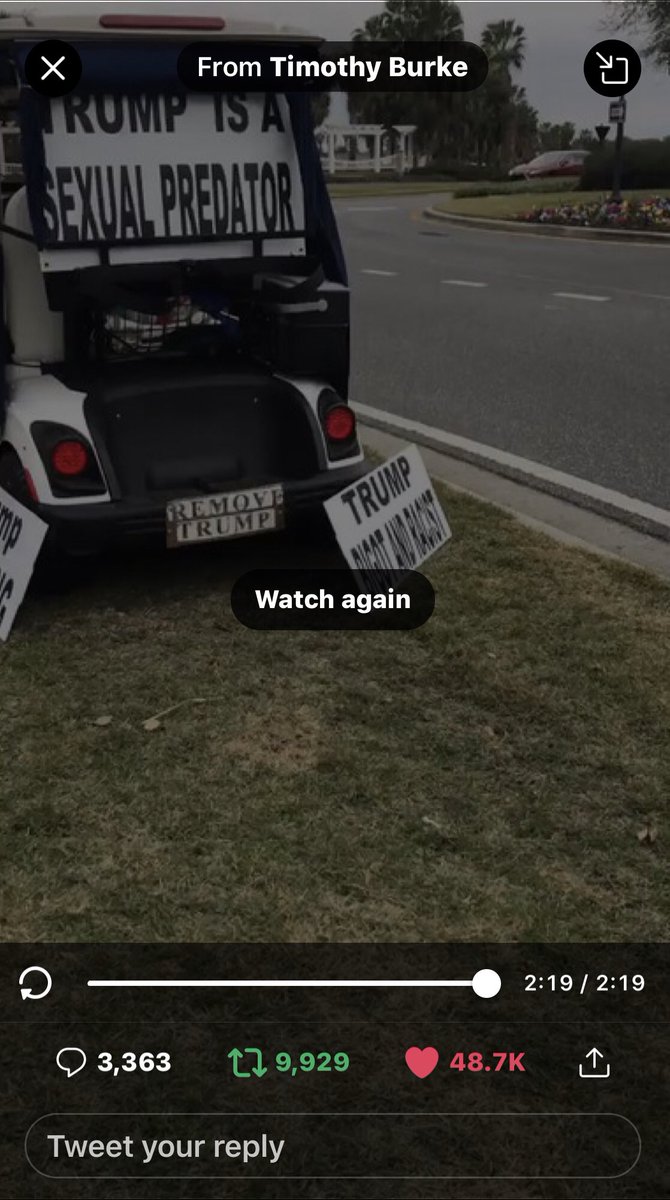 Occupy_FL_HOA's tweet photo. @joncoopertweets Gotta LOVE this guy readN, “A Very Stable Genius”, while accosted by some crazy woman “on theOutside”😉 insisting he’s somehow theAggressive one sitting N his golf cart reading his book UNWILLING2 #AcquitTheGuilty #TrumpCompulsiveLiar #TrumpIsASexualPredator #TrumpBigotAndRacist https://t.co/6EzFn3FtOV