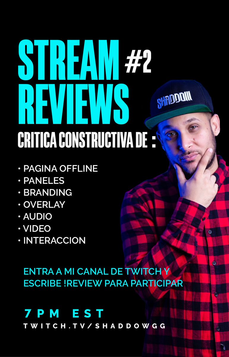shaddowgg's tweet photo. Regresamos a los directos como cada lunes. Hoy estaremos haciendo Stream Reviews, si eres streamer de twitch y quieres que evalue tu canal entra a https://t.co/WIVOMVri2t y escribe !review. Los espero a partir de las 7PM EST #streamreview #twitchtips #streamerlatino https://t.co/udErVru6Hi