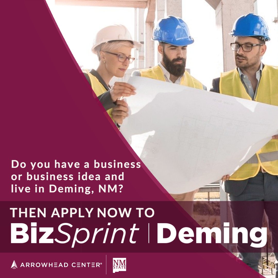 Do you have a #business or business idea and live in #Deming, #NM? In partnership with DLCED, Arrowhead Center is excited to put on a #FREE 5-week business boot camp for the Deming community. 

Apply now here: ow.ly/I0Nw50xPGLP

#ArrowheadCenter #NMSU #NewMexico