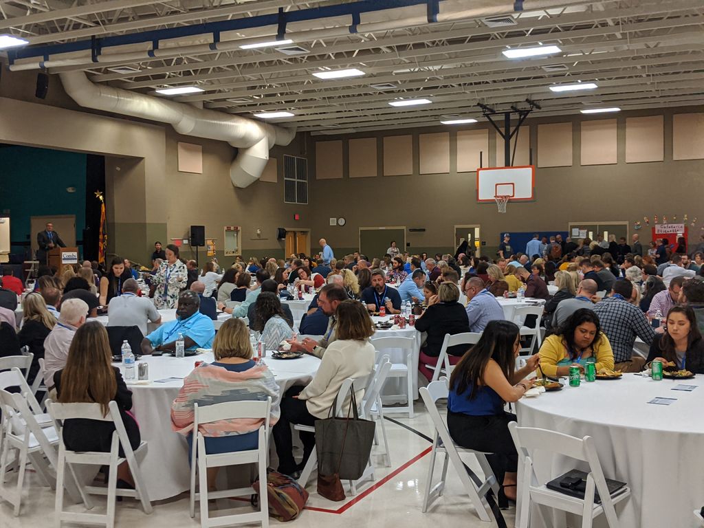 wyman_greg's tweet photo. Great visit to our schools today.   Amazing luncheon for our guests.  Start of a great #NCDC20 conference.  Thanks to our guests for their kind words.  #FORWARD #ChooseCombs #ModernTeacherCo https://t.co/NYh3D9GOt8