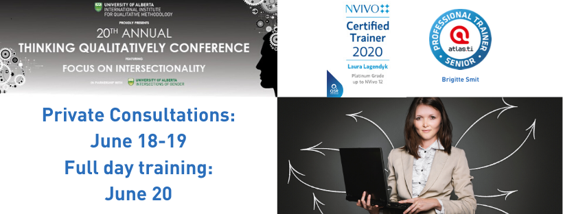 Less than 6 weeks left to submit your abstract to Thinking Qualitatively 2020! Conference, workshops, and private consultations by certified trainers Laura Lagendyk (NVivio) and Brigitte Smit (ATLAS.ti) cvent.com/d/xhq4db?RefID… #TQ2020 #IIQM #qualitative #research #intersectional