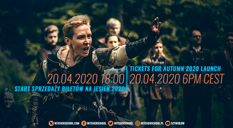 WitcherSchool's tweet photo. One question less for Wednesday's #WitcherSchoolAMA. The ticket sale for Autumn 2020 starts April 20th at 6PM CEST. https://t.co/LfX0iaERwg