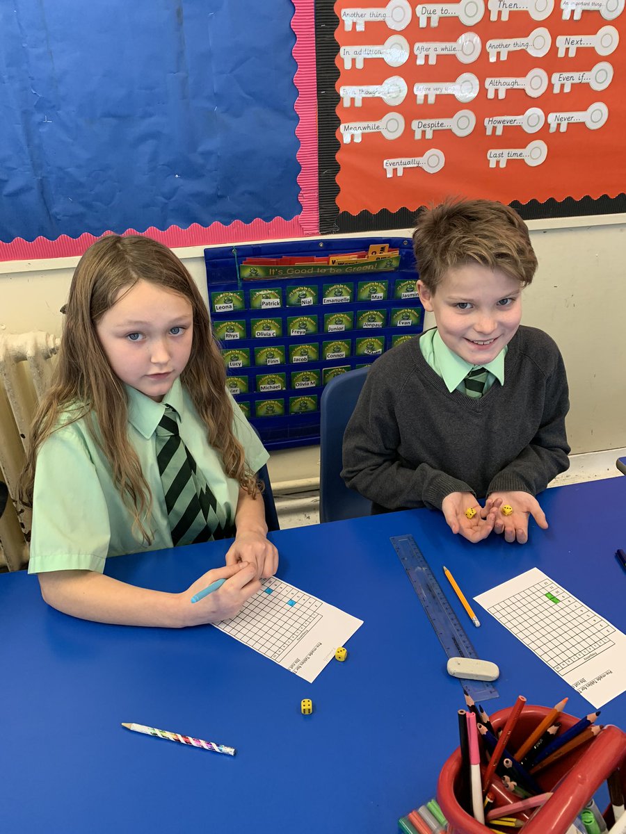 MrsJennaBoyd's tweet photo. P6 (P6/5) were playing probability races this morning.
They independently carried out experiments with dice and then used the data they produced to calculate various probabilities π²π²
#chance #uncertainty #likelihood #experimentalprobability https://t.co/l3KGEbVWOn