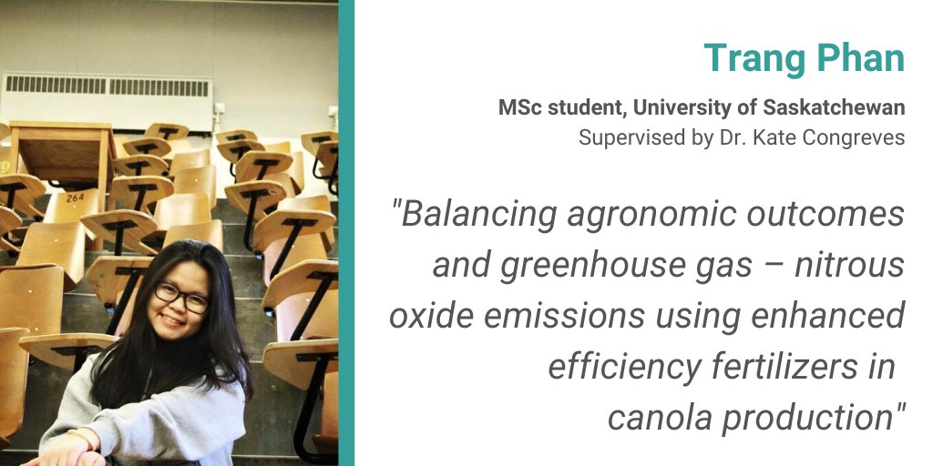 SmartSoils's tweet photo. Originally from Vietnam, Trang joined #SmartSoils at @usask with @KateCongreves to study N2O emissions from fertilizer and make recommendations for how to balance maximal yields w/ minimal environmental impacts.
#ClimateSmartStudents @NSERC_CRSNG https://t.co/kPGITuhpgU