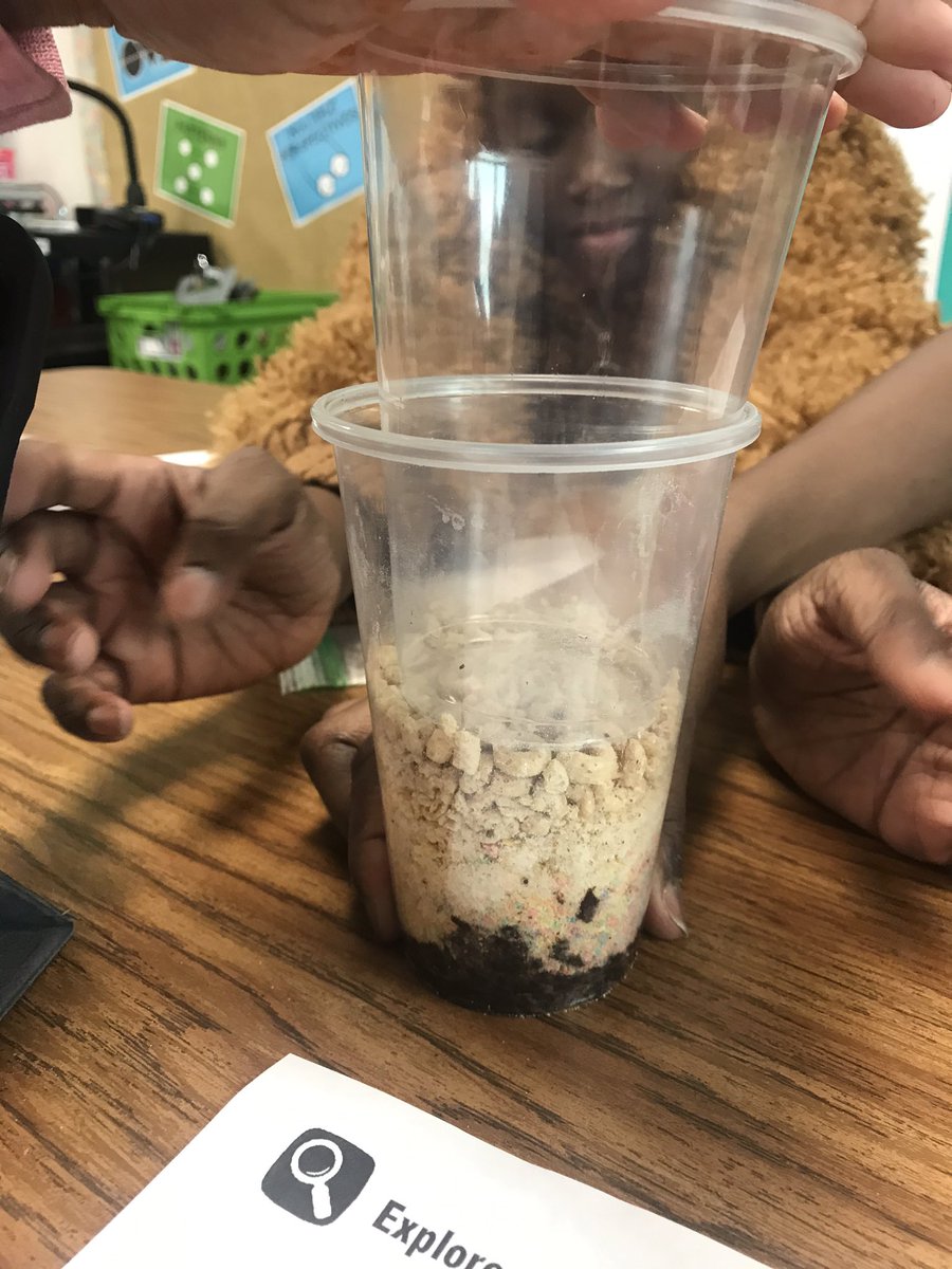 liz_duban's tweet photo. We modeled the formation of coal by adding layers of cereal sediment on our “organic matter” and through the process of compaction! #CRErocks https://t.co/rBZOWAXths