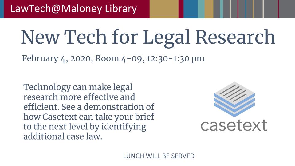fordhamlawlib's tweet photo. Our next Lunch 'n' Learn is tomorrow at 12:30! We'll be learning about Casetext in room 4-09. https://t.co/2p1arnMMXx