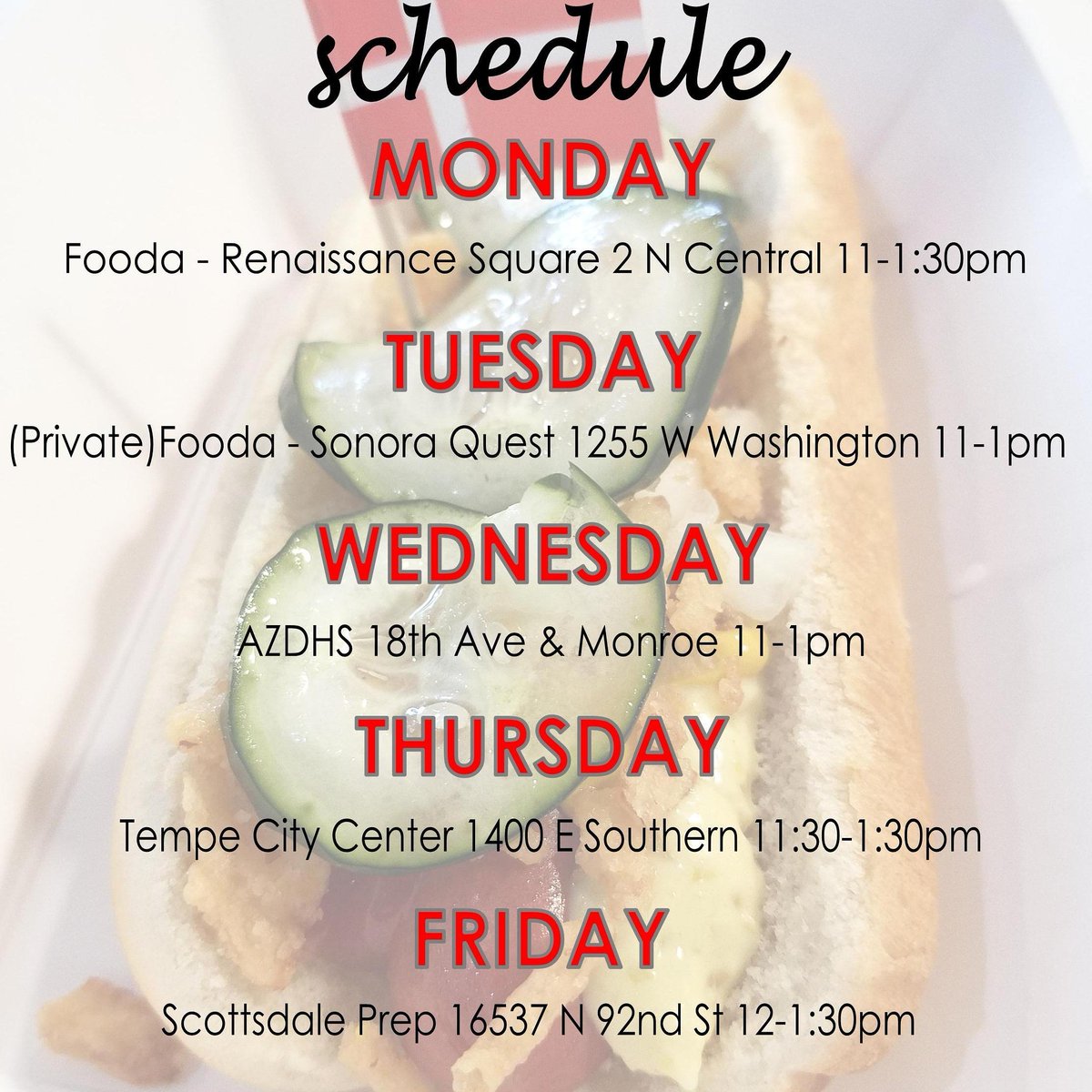 DkDogs's tweet photo. This week's schedule ~ Heading to downtown Phoenix today! Find us in the lobby at Renaissance Square 👌 https://t.co/IZFRzwQvYB