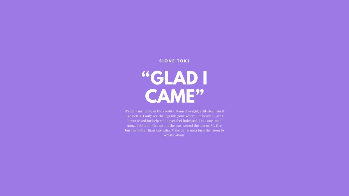 SioneToki's tweet photo. “Glad I Came”

Now avail’, so hit that Spotify 1 time! https://t.co/B8CtH3SKzI
