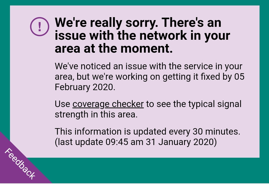Three_Is_Broken's tweet photo. You cannot trust the @ThreeUK website  for information on issues in your area

Look at the last few days--The date has changed each day and once again just says to check again in 7 days. Do they not know what they're doing? Are they working to a schedule?
https://t.co/aD9uAhN4hr https://t.co/3o2kB9sUhE
