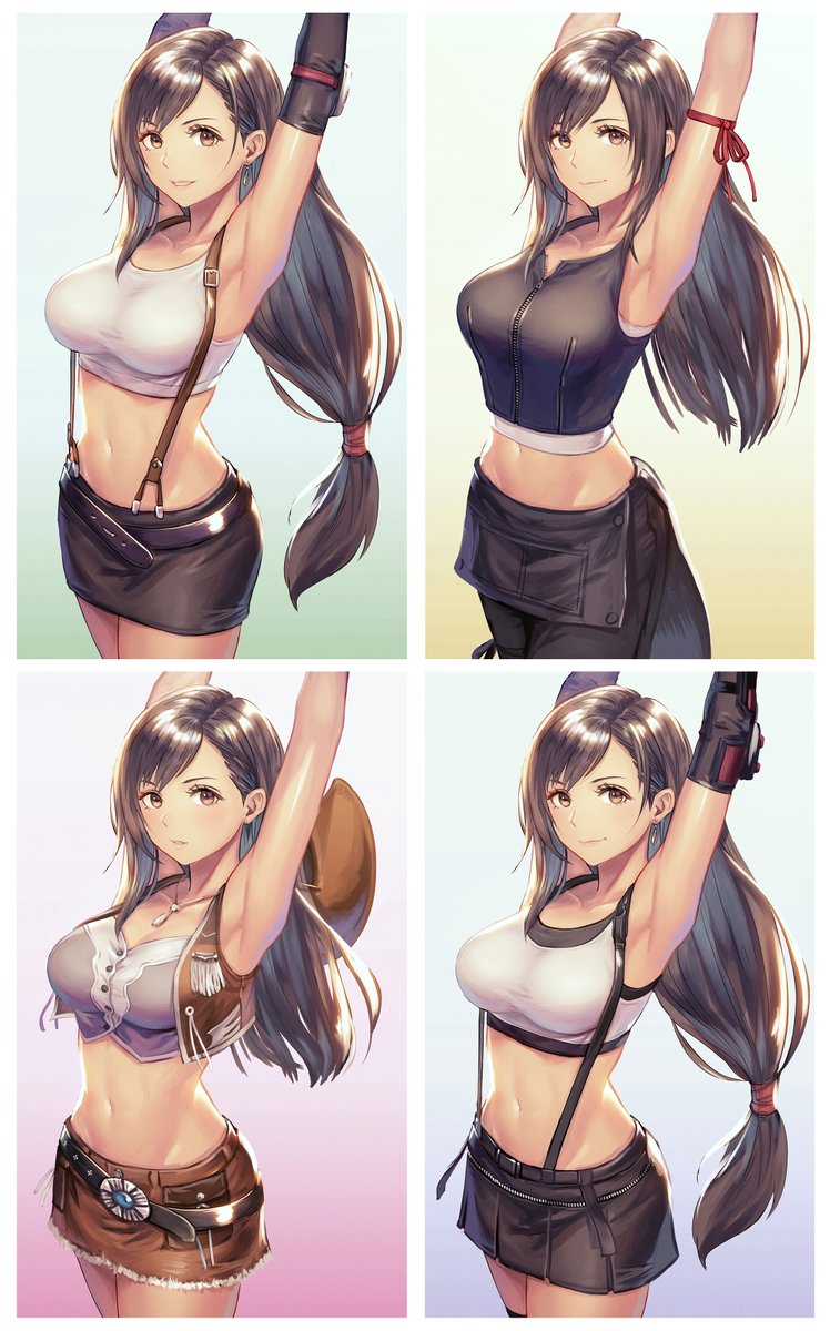 「「原作ポリゴンからイメージしたドレス姿」と、他の色々なバージョンのティファも描い」|あんべよしろう/Yoshiro Ambeのイラスト