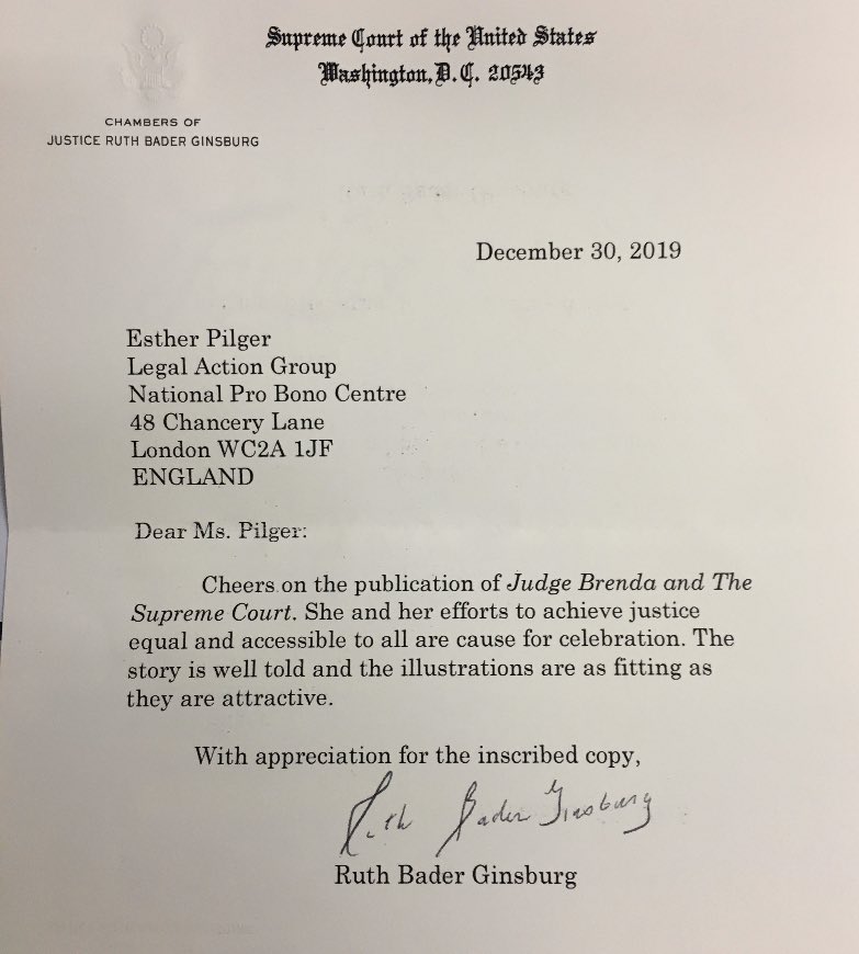 I got a letter from Ruth Baden Ginsburg today. How’s your day? 🙌 
#equaltoeverything #notoriousRBG #ladyhale