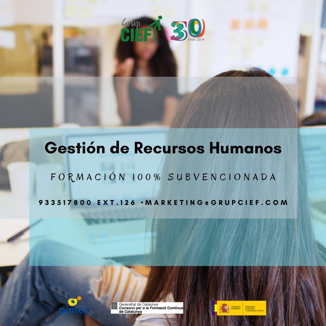 grupcief's tweet photo. ¿Todavía no te has apuntado a nuestra formación de Gestión de Recursos Humanos? Es totalmente subvencionada para personas trabajadoras en activo.

Hazte con tu plaza: 933517800 Ext. 126 / marketing@grupcief.com
#RecursosHumanos #FormacionSubvencionada #FormacionEmpresa https://t.co/gslRD9iiJ3