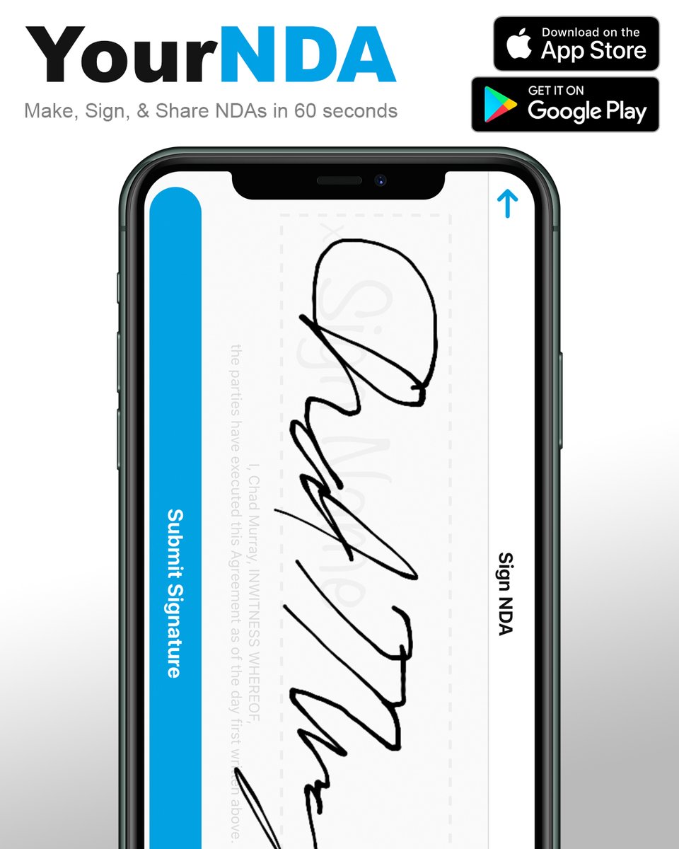CorkedCode's tweet photo. Make, Share, &amp; Sign NDAs in 60 Seconds with YourNDA

Quickly fill in a potential business partner's name &amp; email, a short description of your idea, generate a mutual NDA ready to sign right on your phone, and text or email as a PDF.

Checkout the launch at https://t.co/N3gN3o5z2O https://t.co/HPaktaTLJT