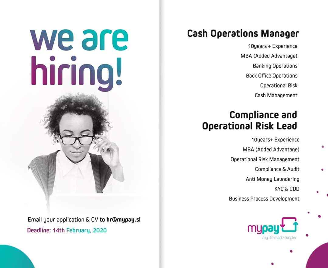 Mypay_SL's tweet photo. WE'RE HIRING!

If you are interested in an opportunity to join our team, we would like to meet with you. 

#MyPayTeam #recruitment #jobs #compliancerisk #cashoperations #cashmanagement #FinTechJobs #LifeMadeSimpler #SLJobs https://t.co/o1ohzDx1az