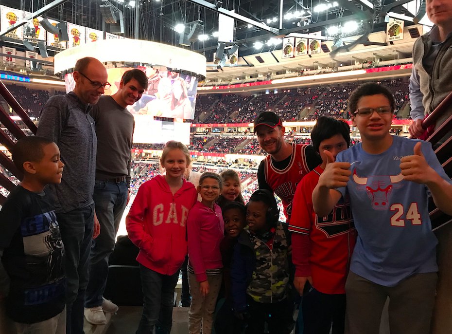 D97's Special Olympics basketball team hanging out together at Bulls game!! #oakpark97 #WeAreD97 #SO_Illinois