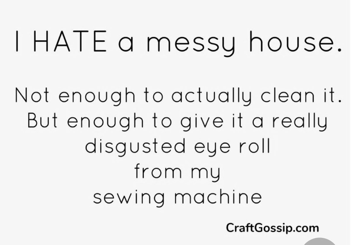 HodsonsD's tweet photo. Although this is funny...  and there have been those “days,” I honestly find it better to craft in a clean house!   Nothing worse then being focused on a craft task, then you look over at the pile of laundry or dishes!   

#crafthumor
#cleanhouse
#hodsonscreativedesigns https://t.co/bULjuK7zZX