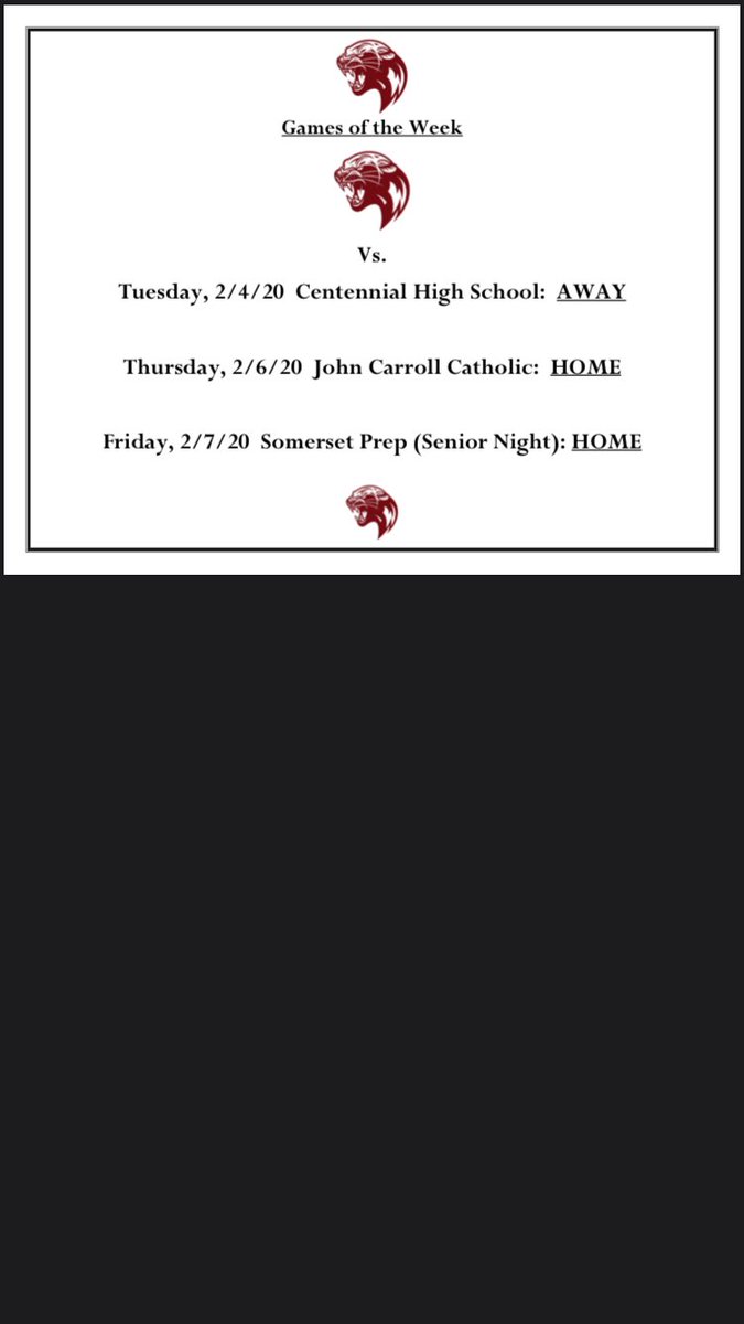 FPWBasketball's tweet photo. The week at a glance.  We play our final 3 regular season games including 2 home games.  Come on out and support your Panthers!! https://t.co/QFMdccccaW
