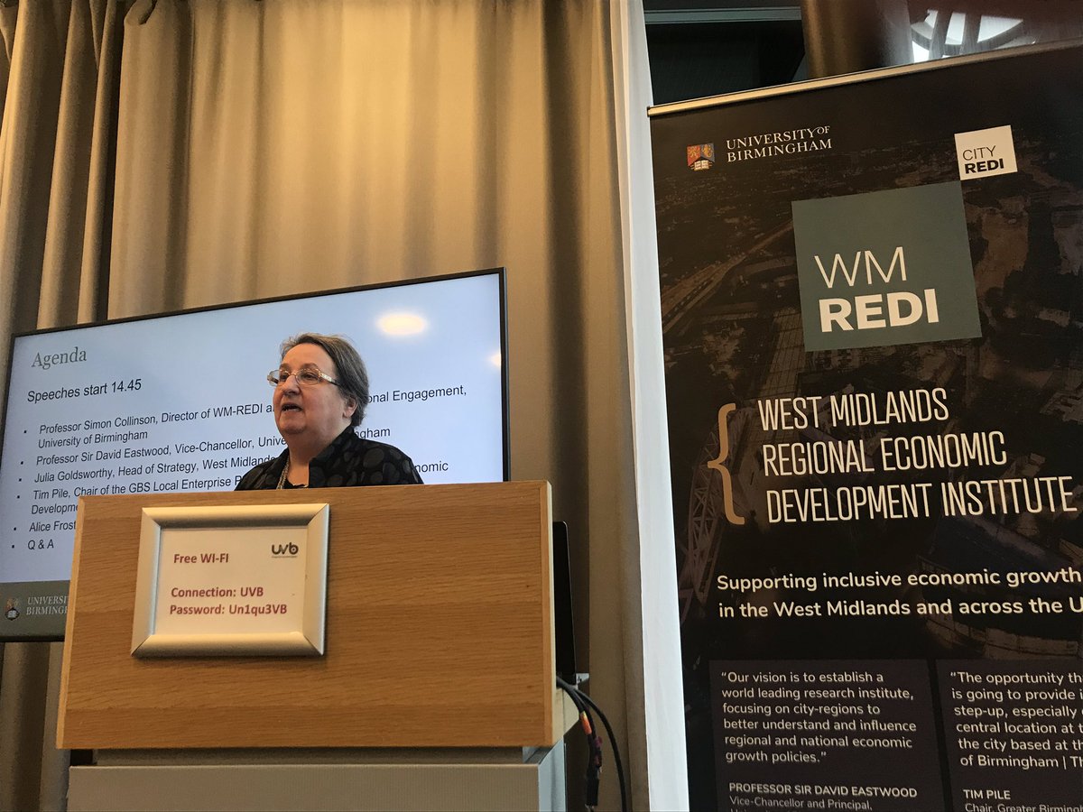 lemarksmith's tweet photo. Alice Frost, of @UKRI_News, emphasises the value of #WMREDI in helping the region to create place based partnerships, tackle the circumstances to help R&D thrive, & create robust evidence from which to create good policy. #collaboration @unibirmingham https://t.co/TGrw9HFTrp