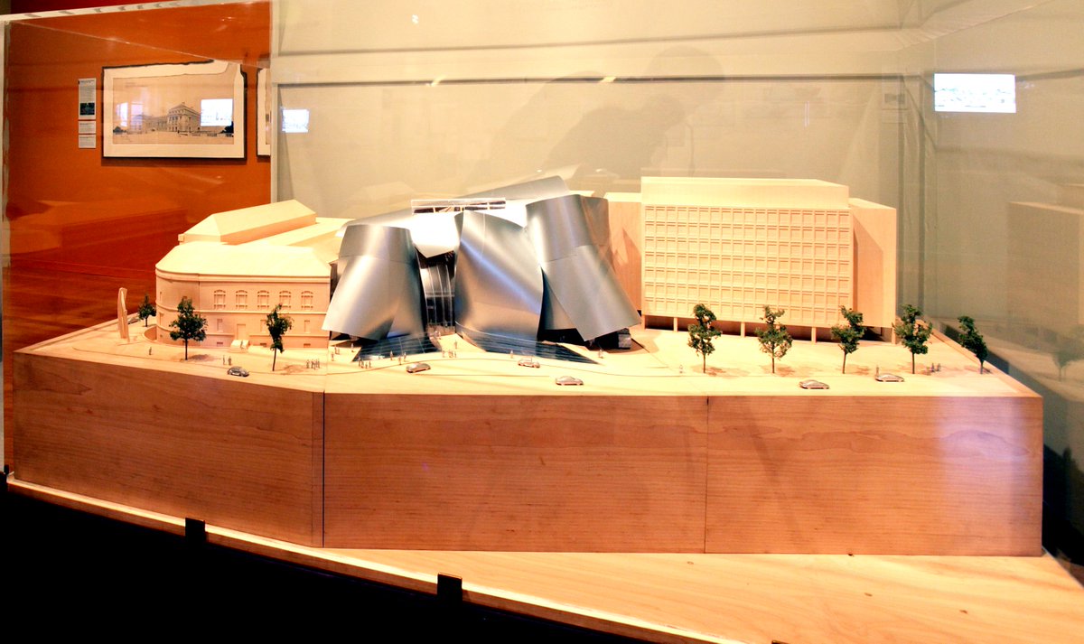 BuildingMuseum's tweet photo. The Museum houses this Frank Gehry model that was chosen by the Corcoran Gallery of Art to add onto their DC museum. The model shows his signature of billowing forms clad in brushed stainless steel. The project was canceled after funds couldn't be raised. #40artifacts #40years https://t.co/2gIVSH9HGw