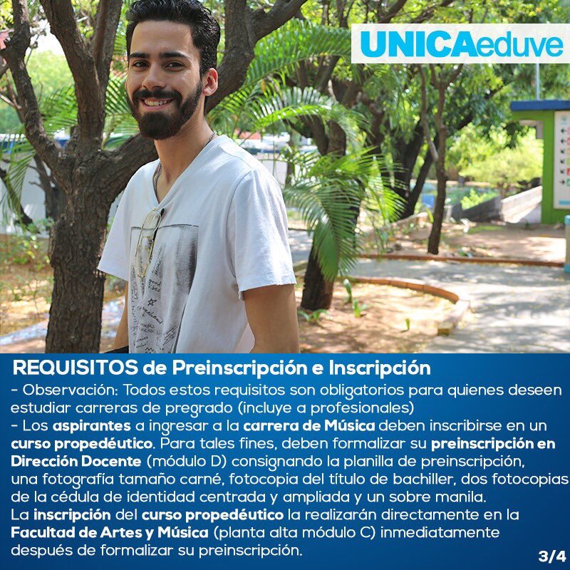 UNICAeduve's tweet photo. Estos son los requisitos para nuevos ingresos en nuestras carreras de #PregradoUNICA 📚
I N S C R I P C I O N E S
A B I E R T A S
hasta el 06 de marzo de 2020. 📌
Regístrate en https://t.co/X96LnM1qjS ✅ y sigue los pasos de preinscripción e inscripción. https://t.co/yoOZdvbrFt