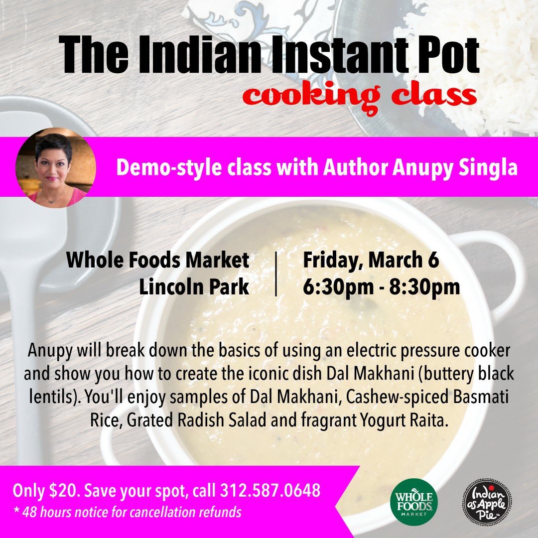 INDIAN INSTANT POT CLASSES. Hope to see you, Chicago!!