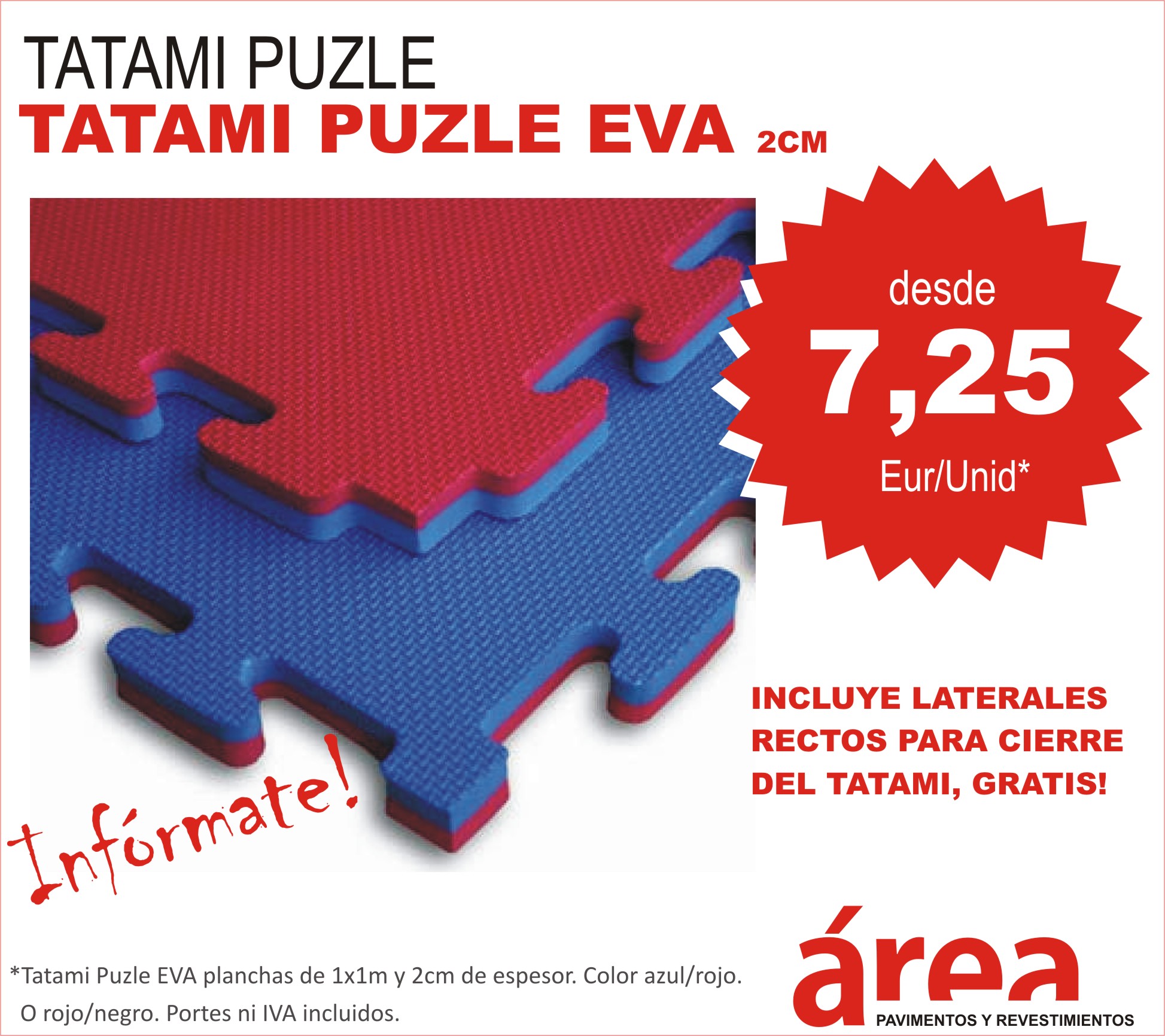 Suelo Tatami Puzzle 4 Cm (azul / Rojo, Negro/rojo). Planchas De 1