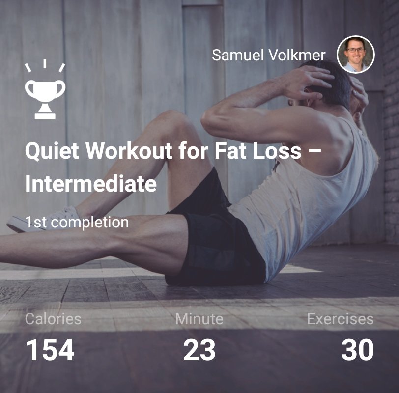 VolkmerS's tweet photo. Complete my 1st Workout– Intermediate https://t.co/9mRkWHdWVZ https://t.co/98eGfDVqFr