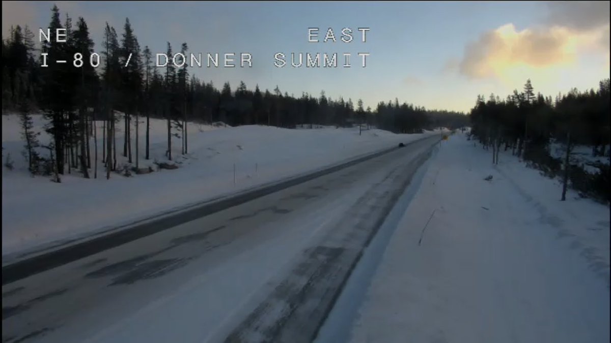 Traffic camera view of I-80 at Donner Summit
