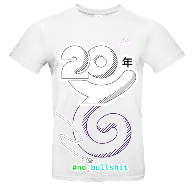 A Gandi logo wearing a #gandi20 tshirt on a tshirt