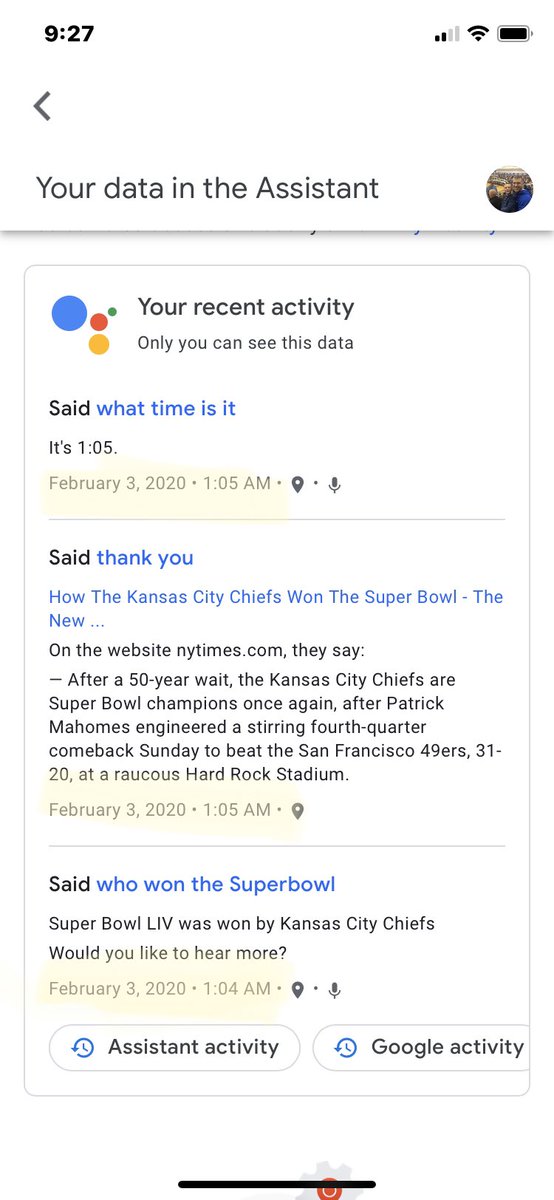 benpobrien's tweet photo. Proud dad moment...my son evidently couldn’t wait to find out who won the super bowl and then had the courtesy to tell his Google Home “thank you”...made me laugh. https://t.co/rxDqipLyR9
