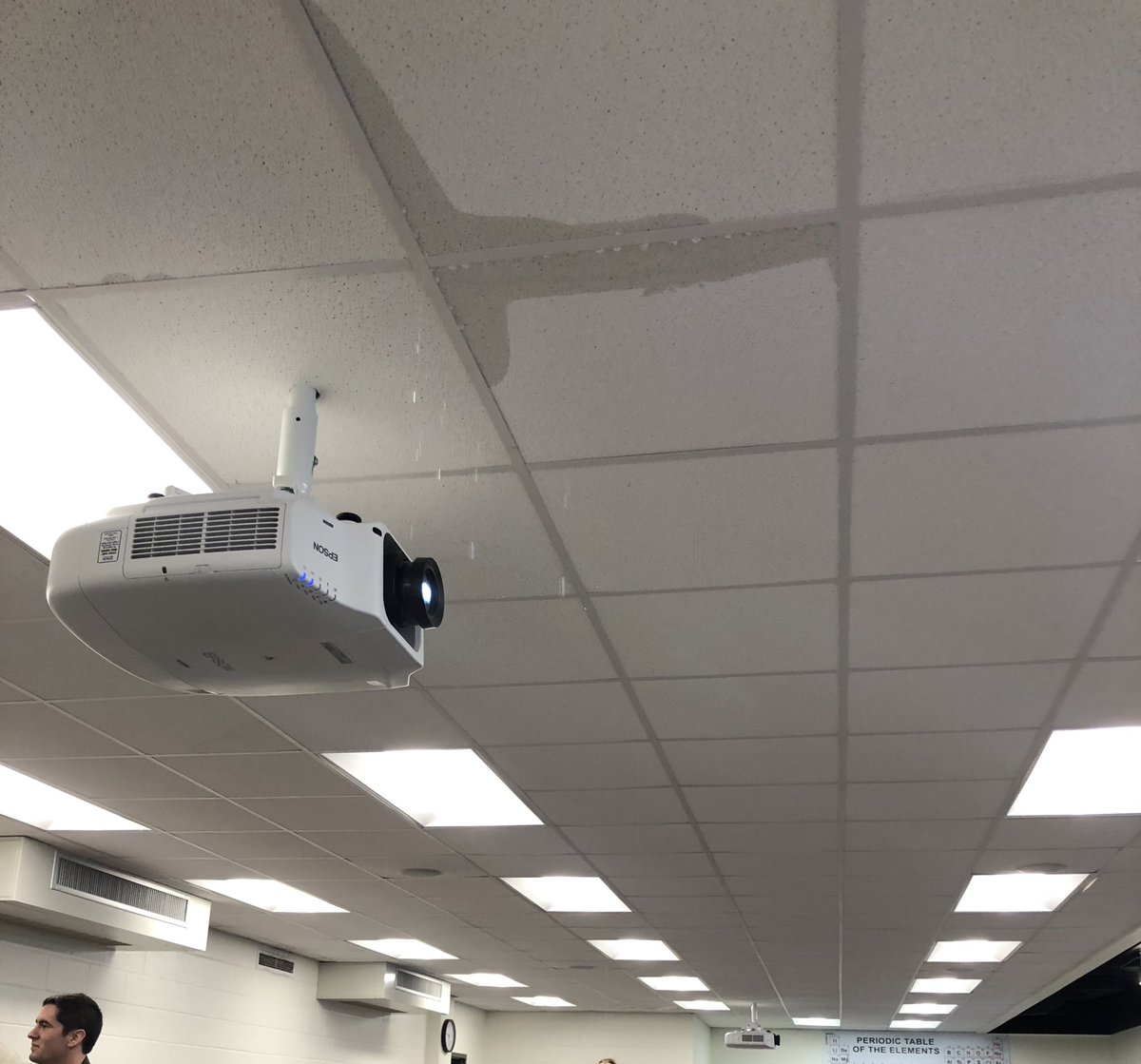 hcjohn_'s tweet photo. today in class the ceiling started leaking above where I was sitting and we had to cancel class. I had to say “excuse me the ceiling is leaking” and honestly what an introverts nightmare

here’s my seat https://t.co/cJl7Cz4aHo