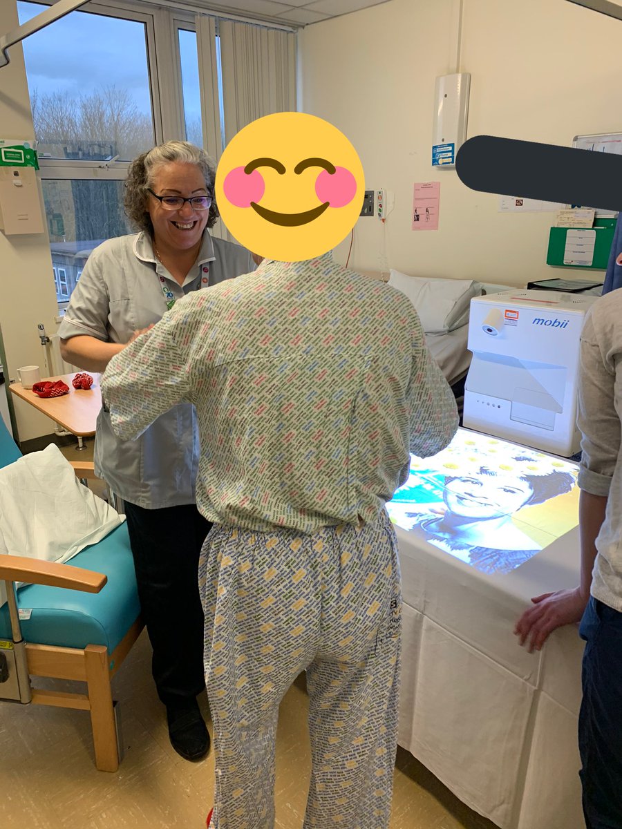 Seeing this wonderful piece of tech in use for the 1st time today with a patient made my day. Singing and dancing with @AnnieMcgoverm and interacting with the omni totally distracting him from his worries and made him smile #powerofoccupation #interaction @EKHUFT @DementiaAppeal