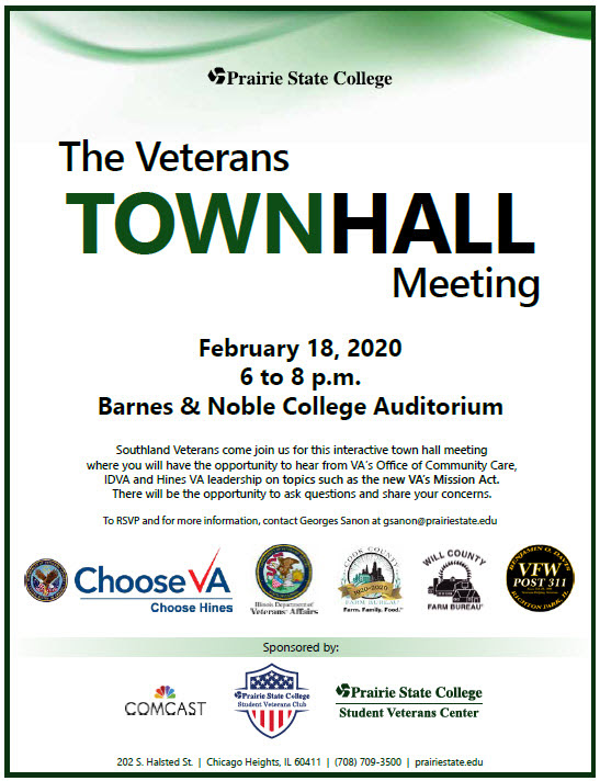 RobinLynneKelly's tweet photo. #SaveTheDate - Tuesday, February 18, 2020. Attend "The Veterans Town Hall Meeting" hosted by Prairie State College in the Barnes & Noble College Auditorium located at 202 S. Halsted, Chicago Heights, Illinois.
Support our veterans.
Always. #IL2Strong https://t.co/k9tCI6DbAL