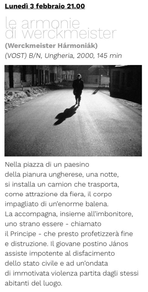 postmodpg's tweet photo. Stasera ore 21 #FulvioBaglivi introduce #LeArmonieDiWerckmeister di #BélaTarr @moviesinspired @fuori_orario17 #PostMod #Perugia #Cinema https://t.co/5hcjh0rj2p