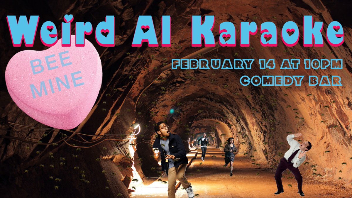 A brand new edition of <a href="/WeirdAlKaraoke/">Weird Al Karaoke</a> on Feb 14! 
Comedians write and perform original parody songs to karaoke tracks!

Bring your Valentine! 

Hosted by real life couple-in-love <a href="/andyhullbone/">Andy Hull</a> and <a href="/thesarahhillier/">Sarah Hillier</a>!

Feb 14 | 10PM

TIX: ow.ly/qlbR50y69jg