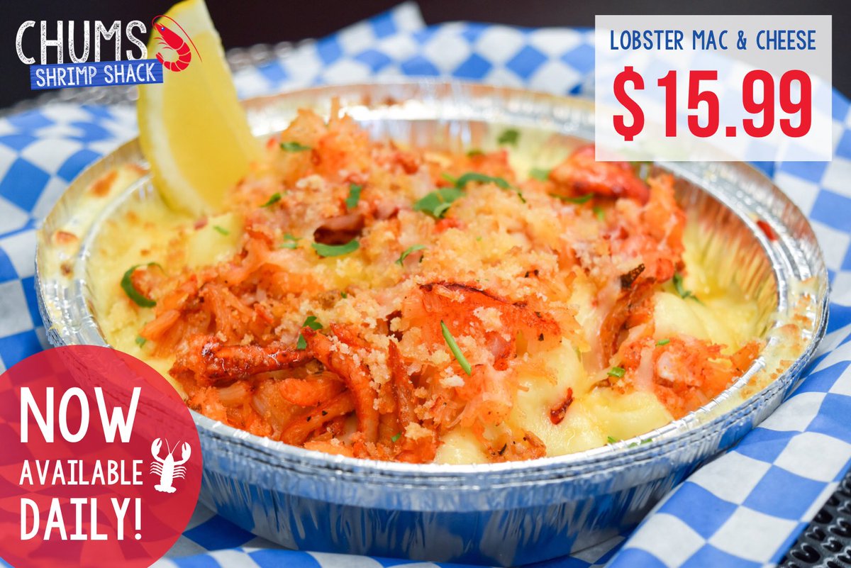 chumsshrimp's tweet photo. We are happy to announce that our lobster Mac &amp; Cheese is now available every day! Get it while it’s hot for $15.99.🔥🦐🦞🧀#chumsshrimp #eastdundee #westdundee #dodundee #shrimpshack #shrimp #surfnoturf #seafood #lobstermacandcheese #macandcheese #lobster #cheese #macaroni https://t.co/imFdAfv8PW