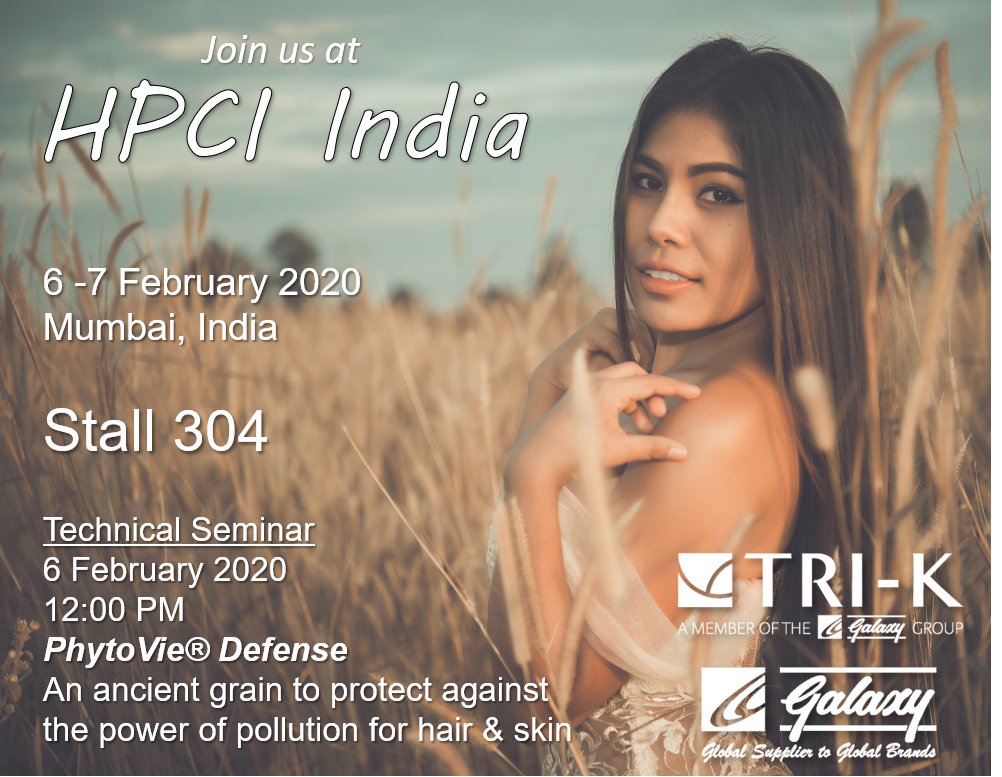 TRI_K_'s tweet photo. Join us at #HPCI2020 in India! TRI-K will be featuring NaturePep® Amaranth, a natural plant source from an ancient grain for thicker looking hair and PhytoVie® Defense, an urban shield to fight the aging power of pollution for skin and hair! https://t.co/OVpQATB2sm