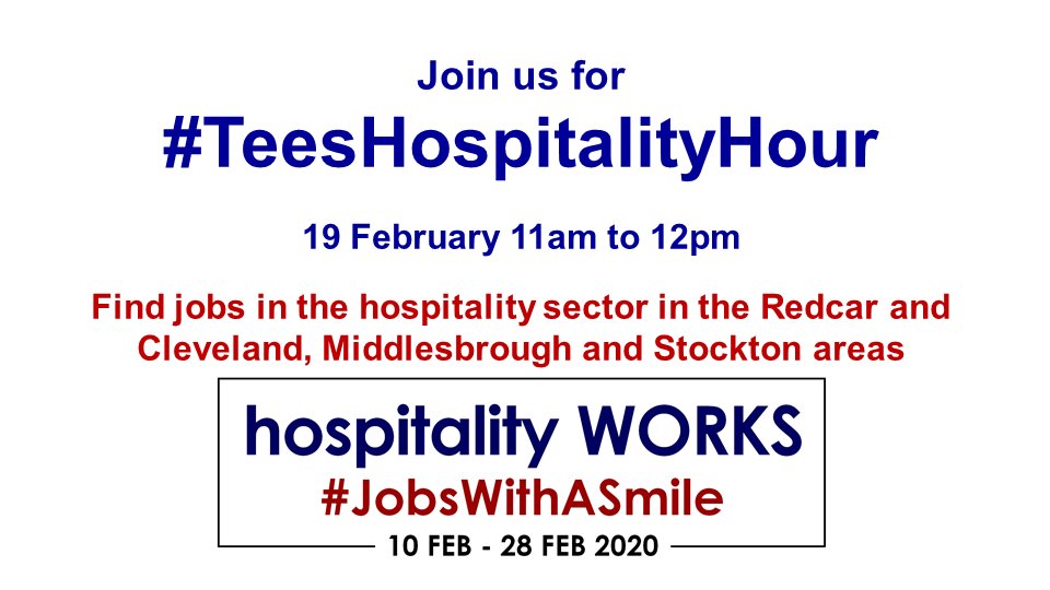 Join us for #TeesHospitalityHour 19 February 11am to 12pm 