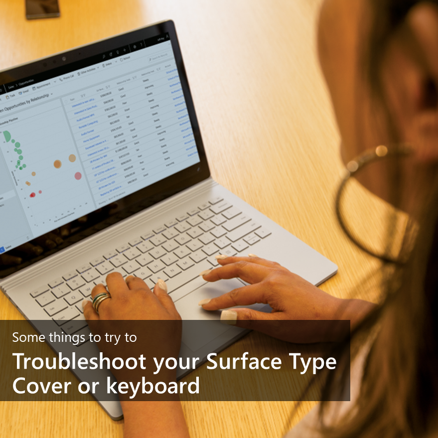 Some things to try to troubleshoot your Surface Type Cover or keyboard
Close up of laptop with sales dashboard; preparing to present 