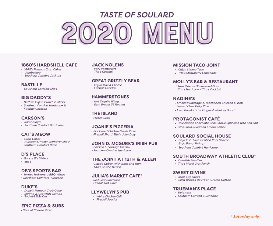 👀🤤 Feast your eyes on the 2020 Taste of Soulard Menu 👀🤤

🎟️: stlmardigras.org/events/taste-o…