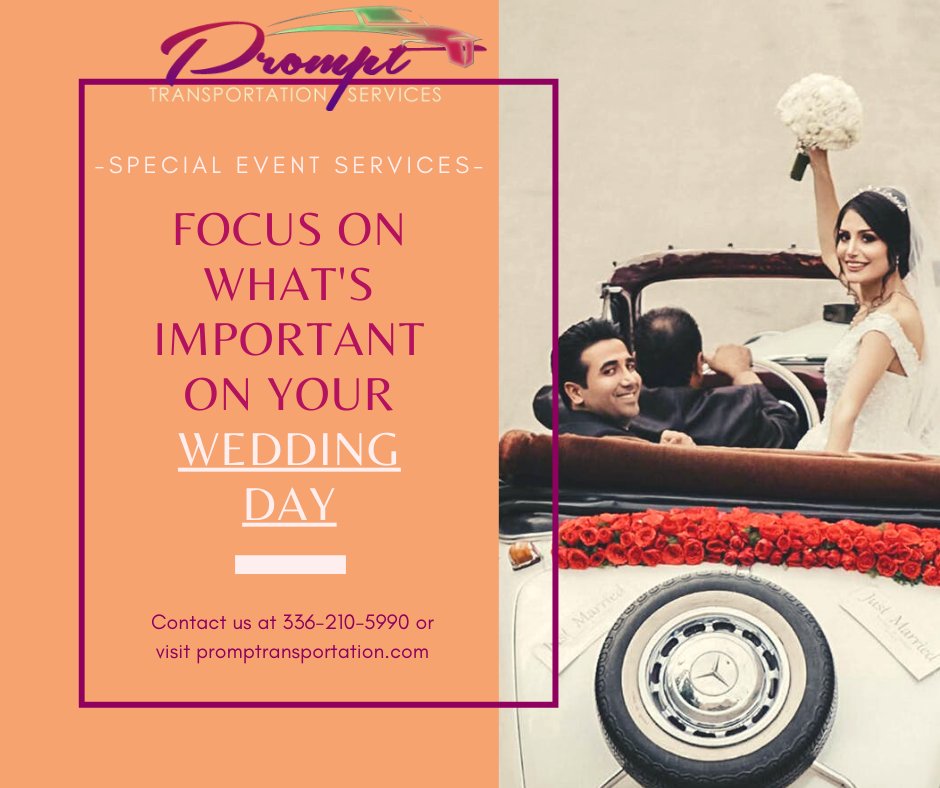 promptransport's tweet photo. Getting married soon? We offer vehicle rental that includes a private chauffeur with our affordable, dependable and prompt services. Call Prompt Transportation Services at 336-210-5990 for customer support or visit our website! https://t.co/PCuQhlt66h https://t.co/YDq975yWjn