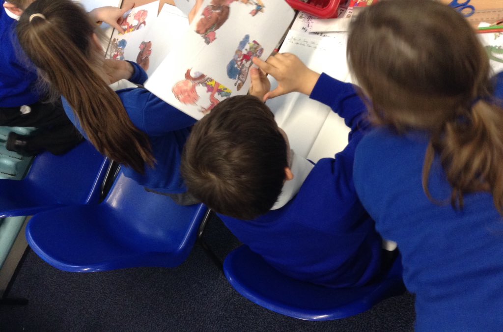 latimerprimary's tweet photo. In #ClassCM this afternoon, we began our new curriculum topic which is looking at the work of Quentin Blake π¨π. We began by learning a little about his life and then began to analyse his illustrations for Roald Dahl π. #LatimerArt https://t.co/xvOPIalsWb
