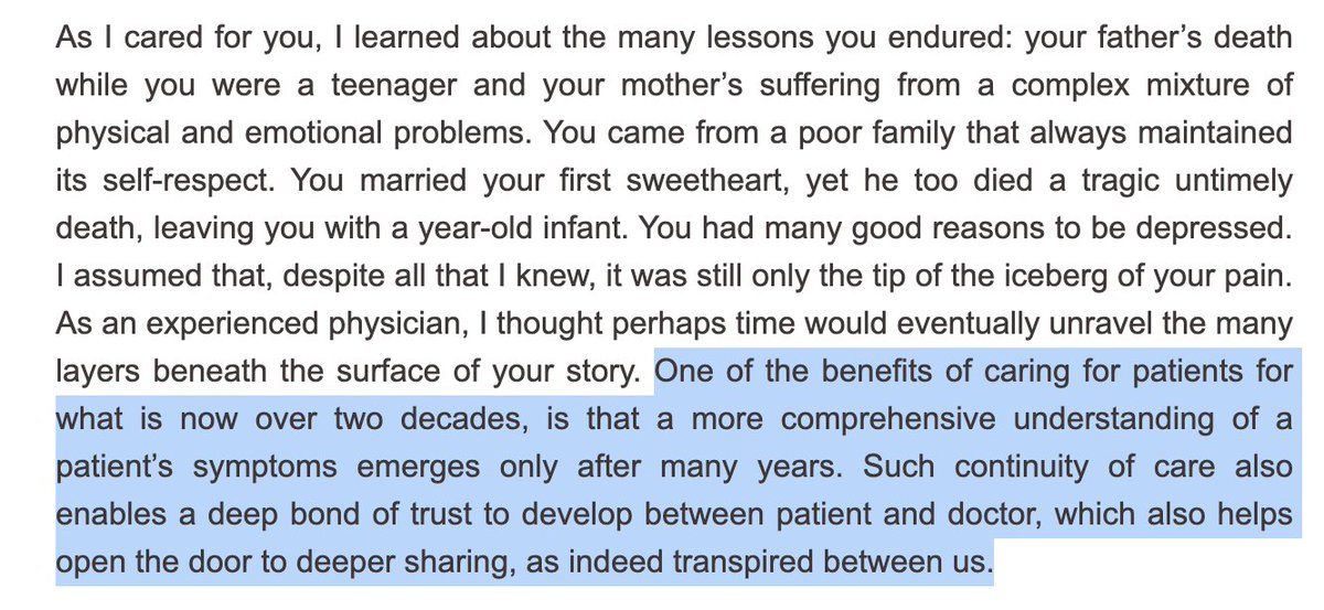 One of the benefits of caring for patients for what is now over two decades, is that a more comprehensive understanding of a patient’s symptoms emerges only after many years. Such continuity of care also enables a deep bond of trust to develop between patient and doctor, which also helps open the door to deeper sharing, as indeed transpired between us.