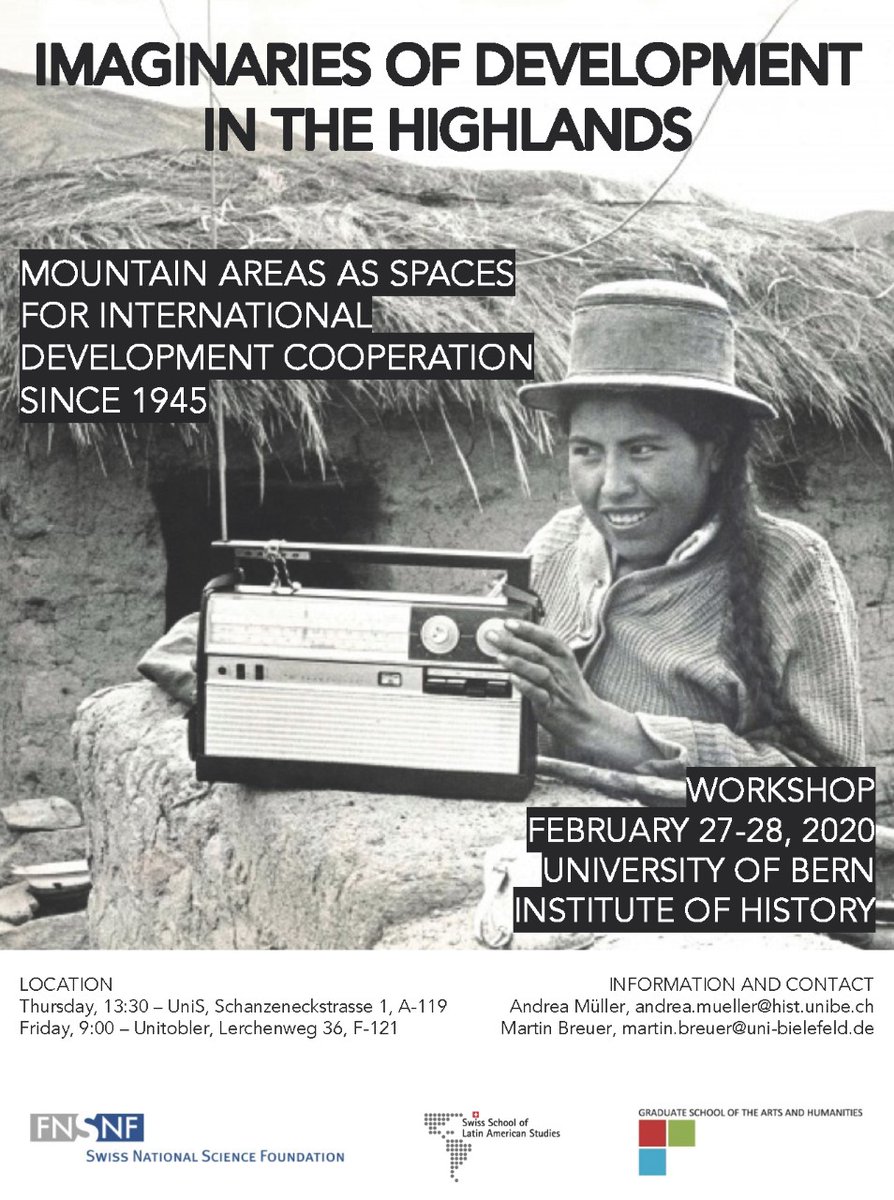 histunibern's tweet image. Workshop, University of Bern

'Imaginaries of development in the highlands: The constitution of mountain areas as spaces for international development cooperation since 1945'

February 27-28, 2020
UniS, Schanzeneckstrasse 1, Room: A-119
Unitobler, Lerchenweg 36, Room: F-121
