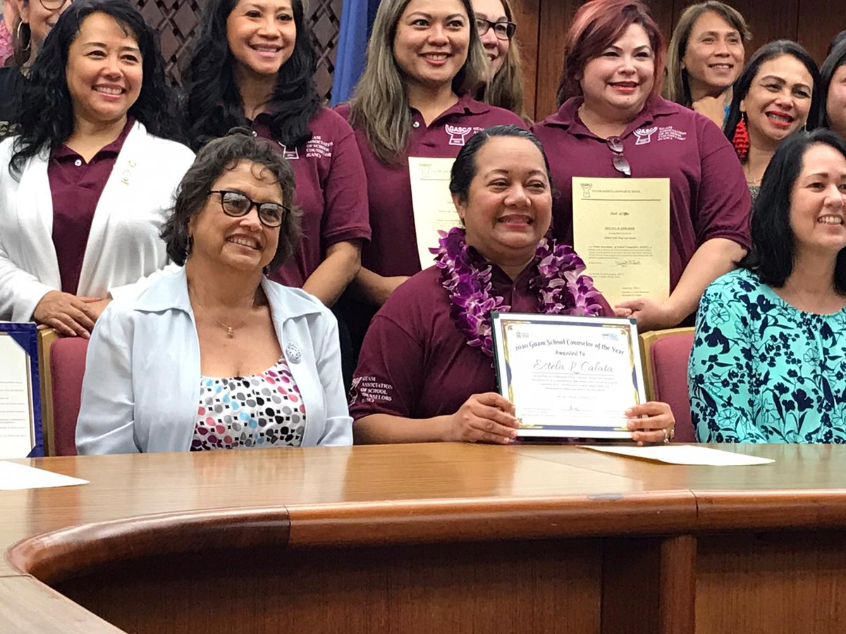 StelCalata's tweet photo. Happy School Counseling Week to all Guam School Counselors. Grateful to Governor Lou Leon Guerrero for #NSCW2020 proclamation, GASC Board Directors induction and announcement of 1st Guam SCOY 1.30.2020. #guamdoe https://t.co/cqthtsVNYG