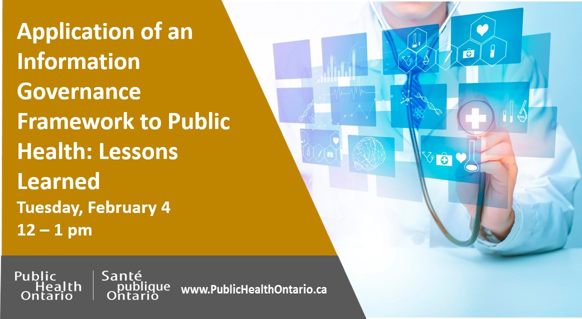 PublicHealthON's tweet photo. There's still time to register for tomorrow's #PHORounds featuring Sinéad McElhone and Diane Vanecko. They'll share their experience in developing an Information Governance roadmap at NRPH&ES.
Register at: https://t.co/7IJL8dYcqL https://t.co/6d8w3Q6JUm